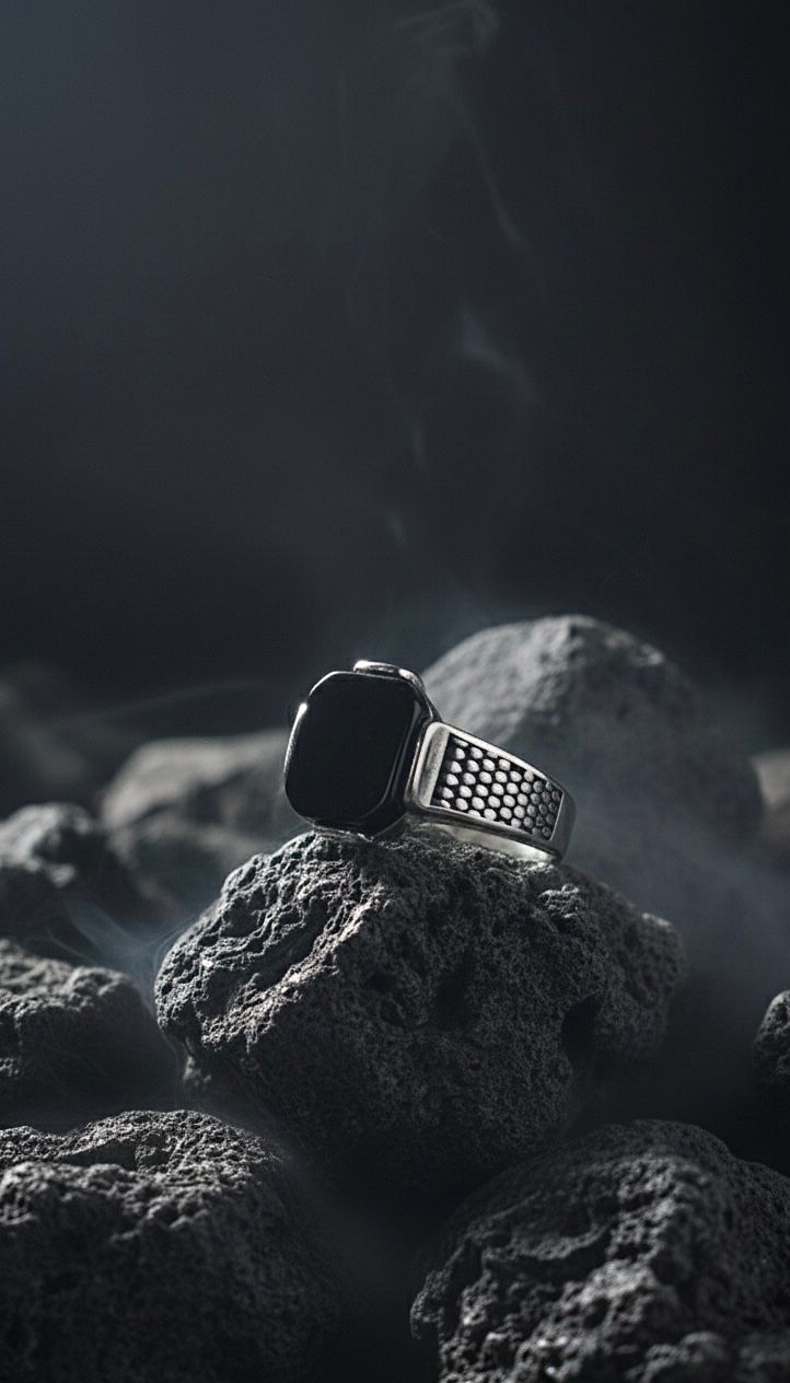 Noir Steel Signet Ring