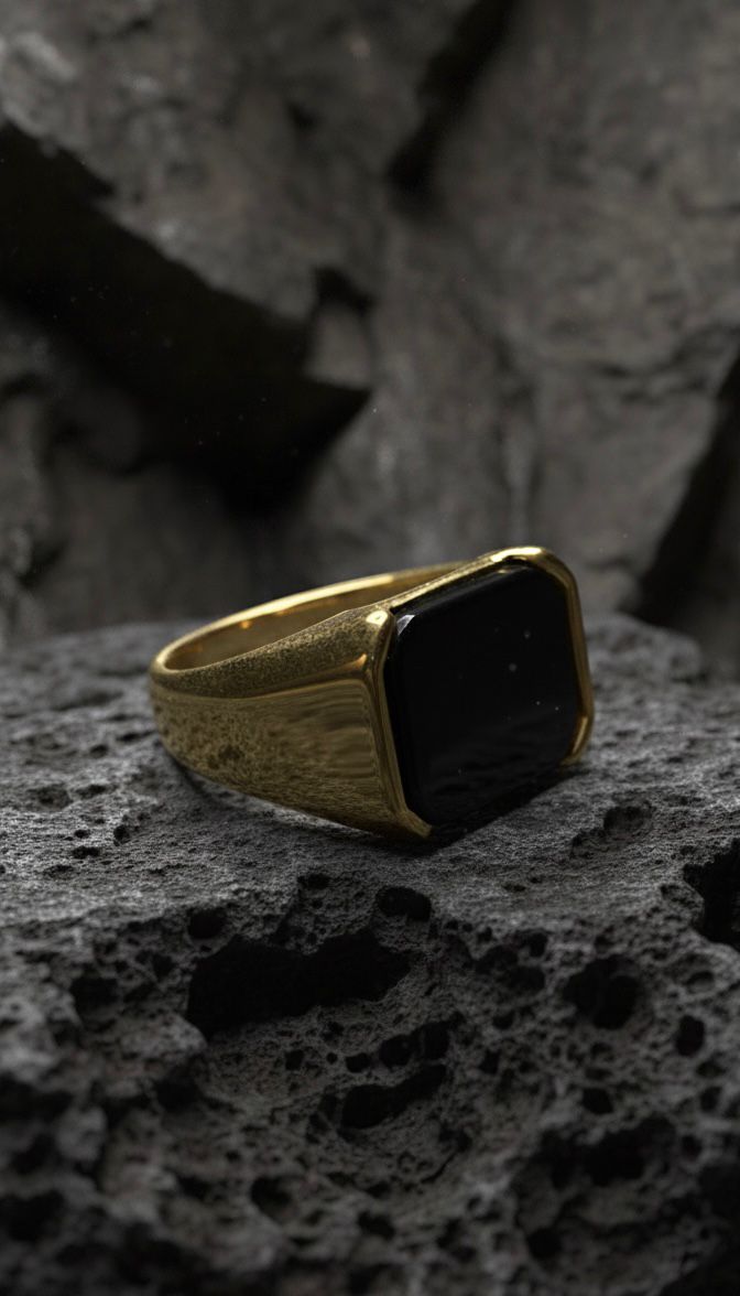 Noir Gold Signet Ring